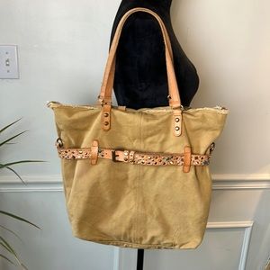 Vintage Lucky brand large canvas tote bag,